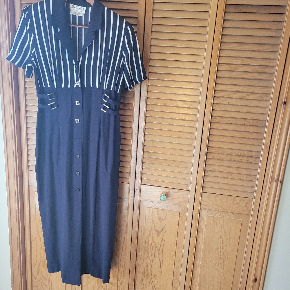 Mascara VTG Blue & White Short Sleeve Dress